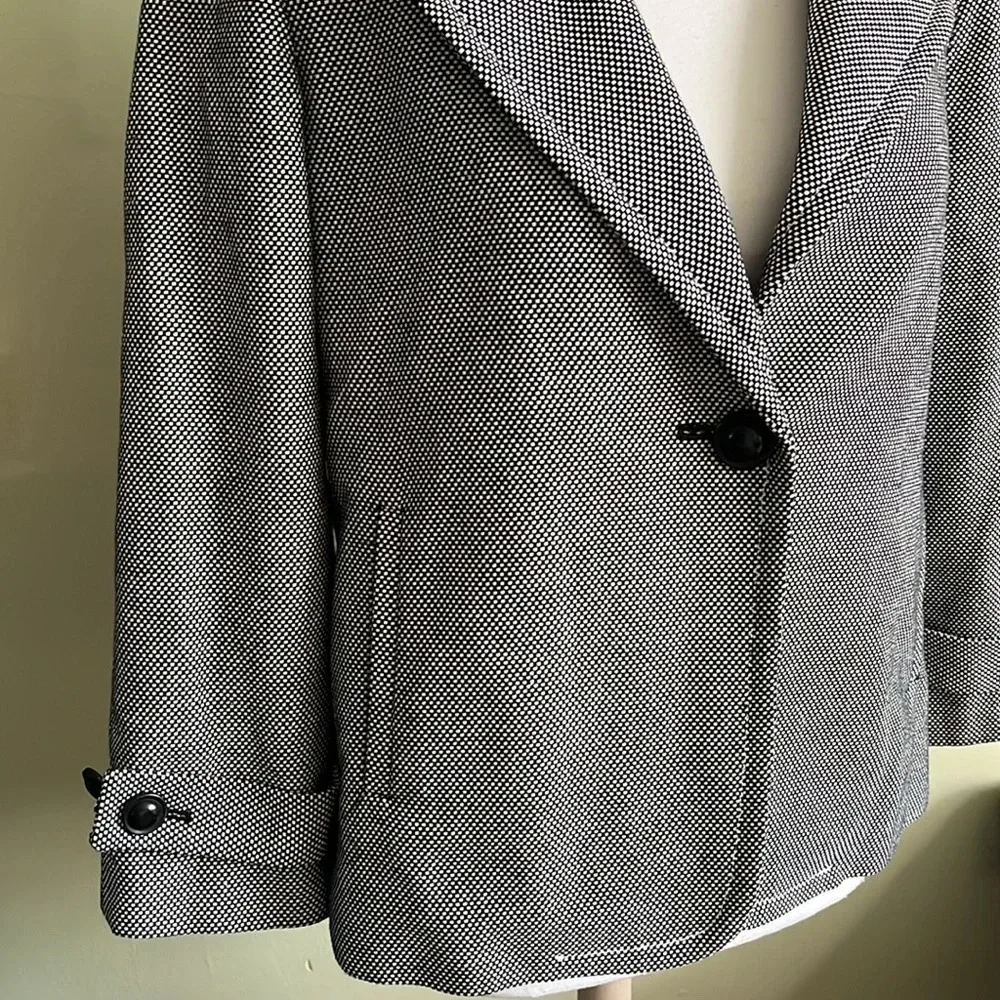 Talbots houndstooth cotton black white fully lined blazer jacket - Picture 12 of 17